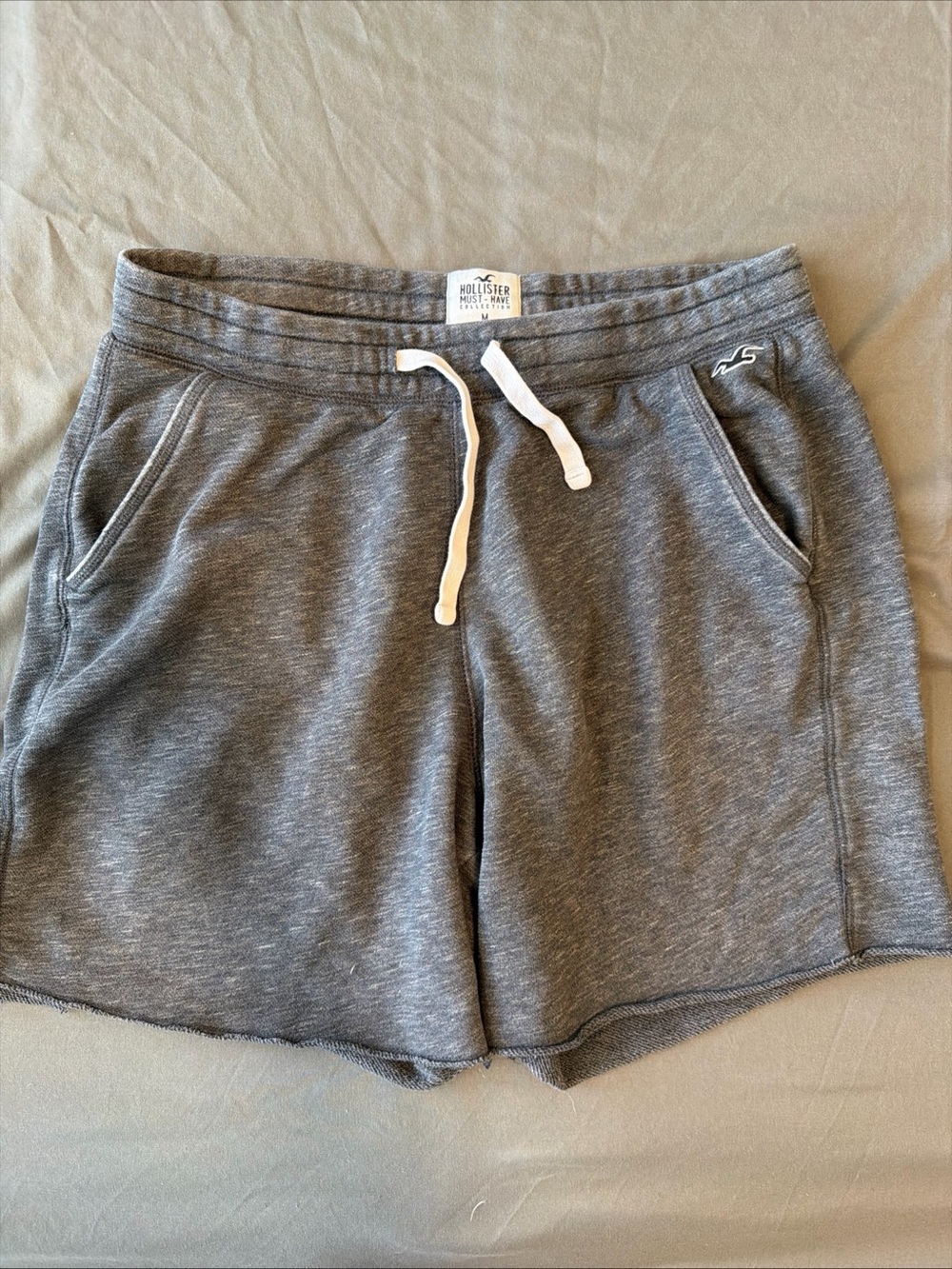 Hollister Gray Men's Sweat Shorts with White Drawcord